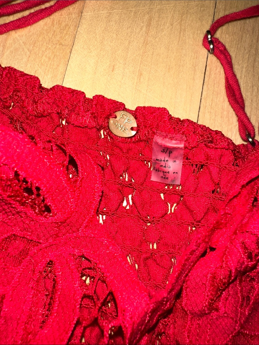 Free People Red Crochet Lace Tank - Picture 2 of 2